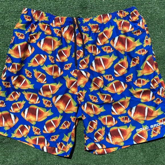 Vintage 90’s Polo Sport Ralph Lauren Tropical Fish Lined Swim Trunks Men’s 2XL